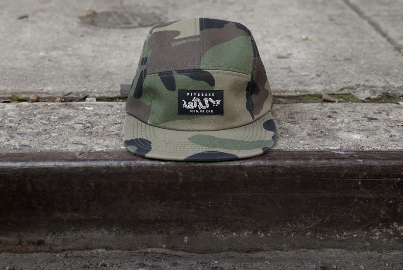 5BORO NYC WOODLAND CAMO FIVE PANEL HAT - FRONT VIEW